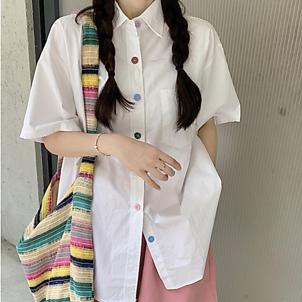 Rommers เสื้อเบลาส์ แขนสั้น ทรงหลวม หลากสี เหมาะกับฤดูร้อน สําหรับผู้หญิง