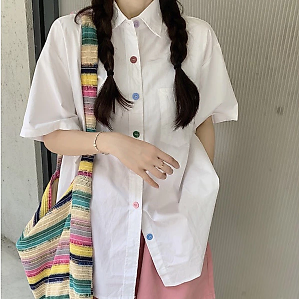 Rommers เสื้อเบลาส์ แขนสั้น ทรงหลวม หลากสี เหมาะกับฤดูร้อน สําหรับผู้หญิง