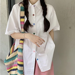 Rommers เสื้อเบลาส์ แขนสั้น ทรงหลวม หลากสี เหมาะกับฤดูร้อน สําหรับผู้หญิง