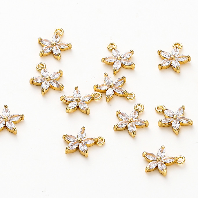 St. kunkka 2 ชิ้นจี้เพทายดอกไม้ 18K ไม่ซีดจาง ไม่ทําให้เกิดอาการแพ้ สําหรับทําสร้อยคอ สร้อยข้อมือ DIY