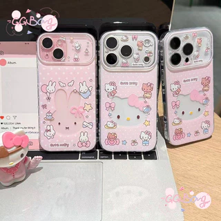 เคสไอโฟน17 เข้ากันได้กับ IPhone 16 7 8 15 Plus XR X Air 11 17 12 15 13 16 14 Proเคสหัวใจฟอง กระต่าย พร้อมขาตั้ง สไตล์ฮิต