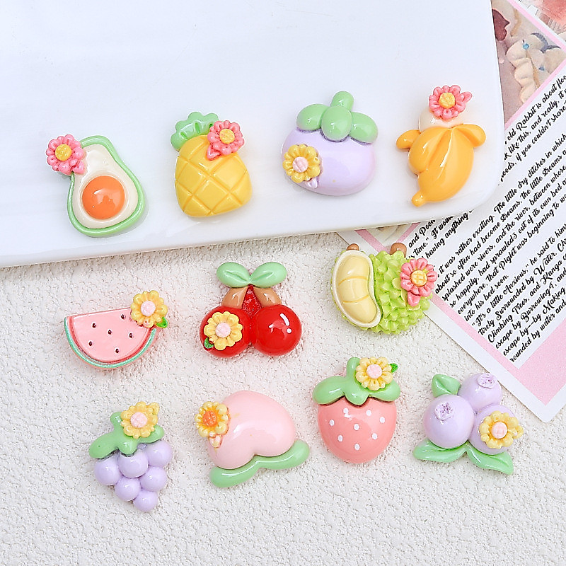เครื่องประดับผม พวงกุญแจ จี้รูปการ์ตูนผลไม้ ดอกไม้ แบบสร้างสรรค์ diy