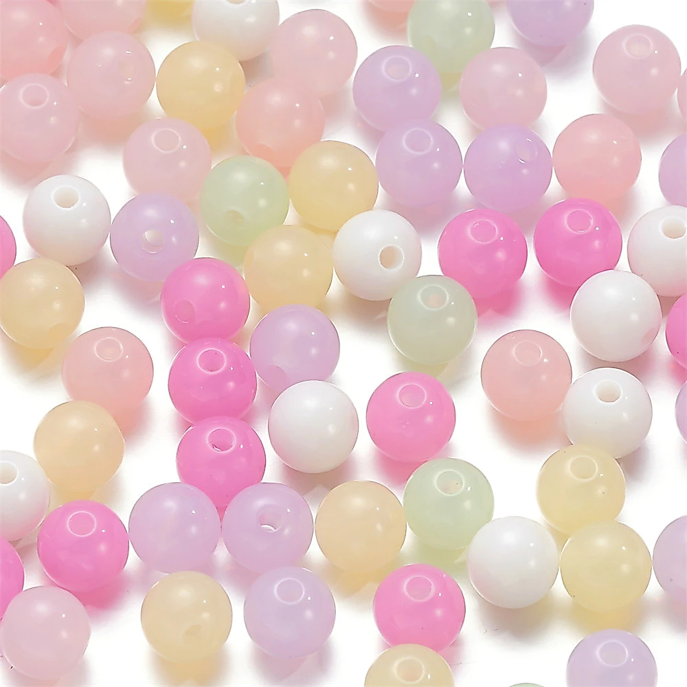 St. kunkka 4/6/8/10 มม.ลูกปัดอะคริลิค 50-200 ชิ้น Jelly สีรอบลูกปัดสําหรับ DIY สร้อยข้อมือสร้อยคอทํา