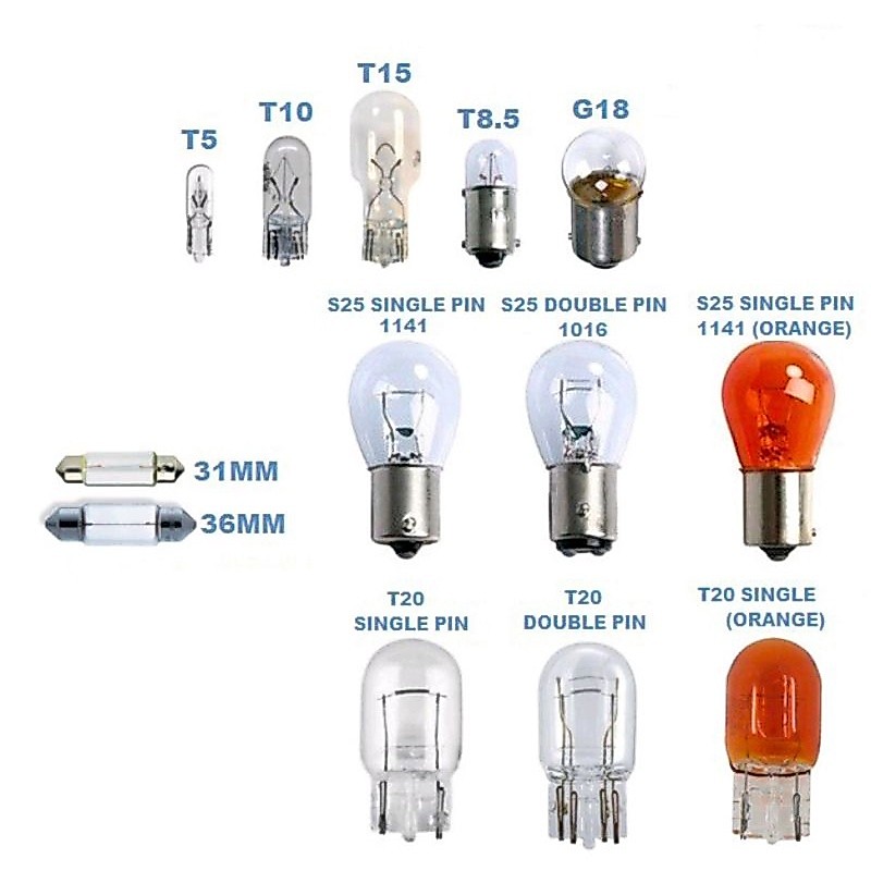 2 ชิ้นรถหลอดฮาโลเจน T5 T8.5 T10 T15 1156 1141 1016 T20 / T20 AMBER / ROOM LIGHT Kereta