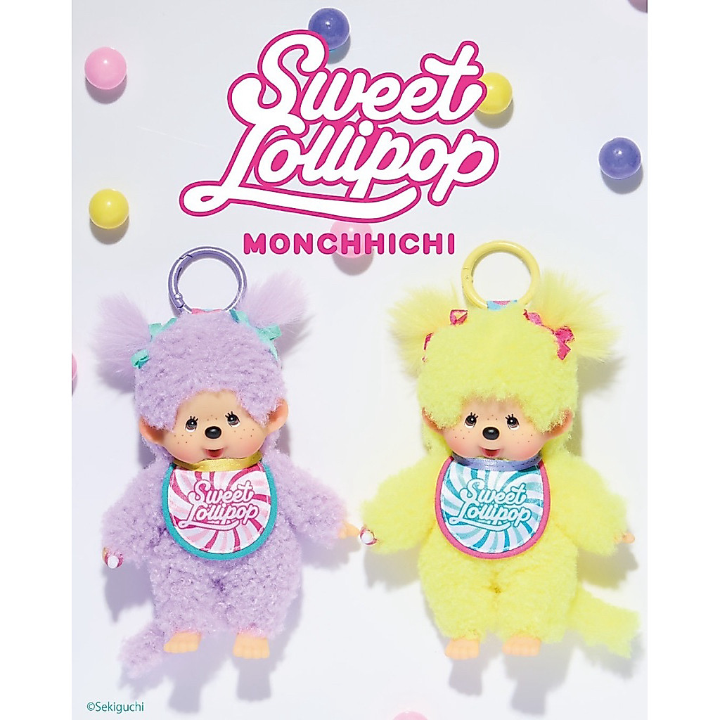 ( พร้อมส่ง / ส่งด่วน ) ราคาถูกที่สุด Monchhichi sweet lolipop🍋💜🍭 | พวงกุญแจมอนชิชิ โลลี่ป๊อป มัดแกละสองข้าง มีพร้อมส่ง🌷