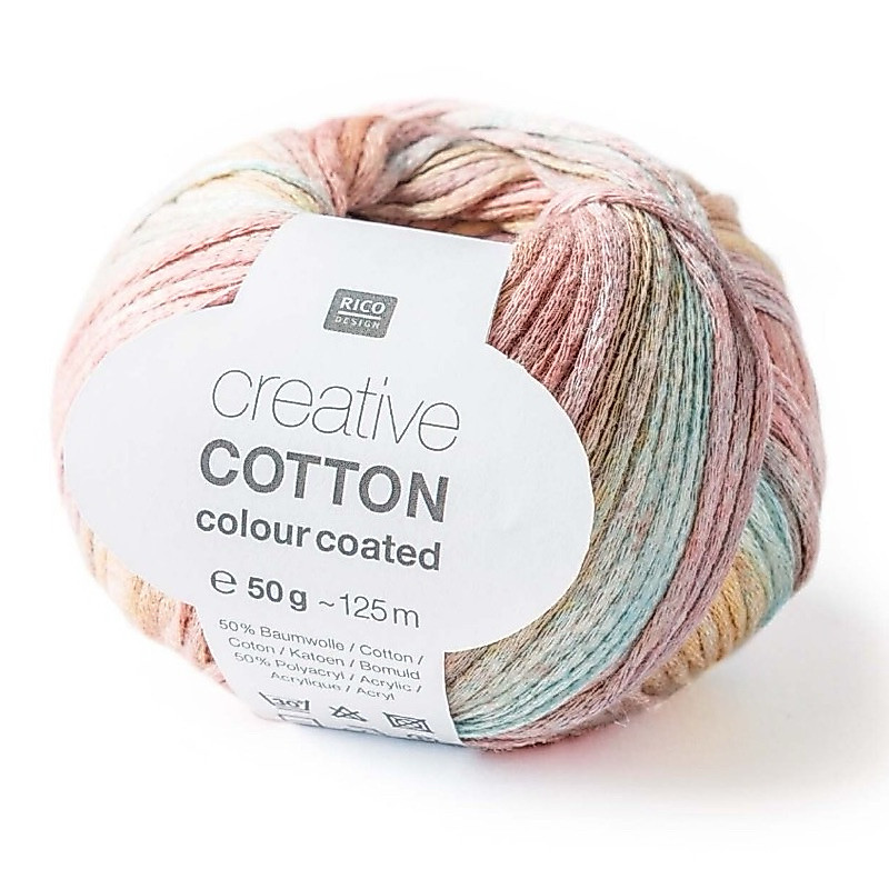 Rico Creative Cotton Colour Coated ไหมสีเหลือบเส้นแบน นุ่มมากๆค่ะ 50g Made in Italy 🇮🇹 (383258)