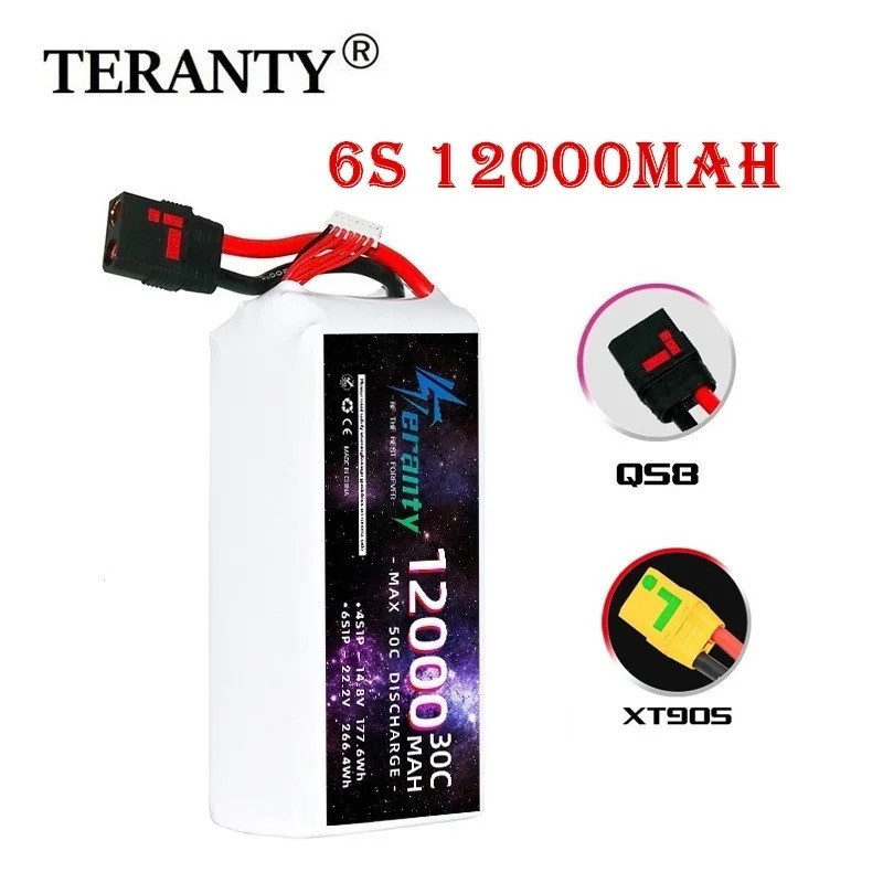 TERANTY 22.2V 6S 12000mah แบตเตอรี่ Lipo 30C 22.2V 6S สําหรับการเกษตรพืชป้องกัน Drone แบตเตอรี่ XT90