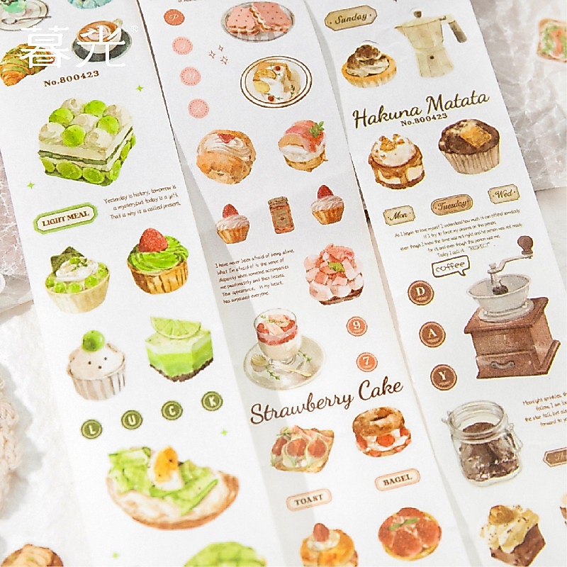 Pre-Cut ขนมหวานหวาน Washi เทปน่ารักอาหารธีมตกแต่งญี่ปุ่นสําหรับงานฝีมือและวางแผน Journs Decor