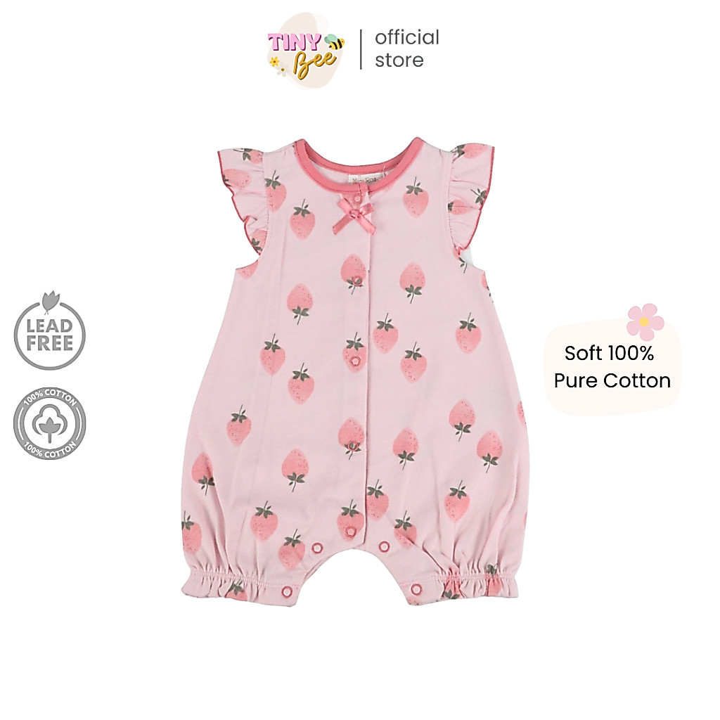 TinyBee ชุดหมีสั้น รอมเปอร์ บอดี้สูท ชุดเด็กอ่อน ผ้าฝ้ายพรีเมียม ชุดเด็กแรกเกิด อายุ 0-9 เดือน