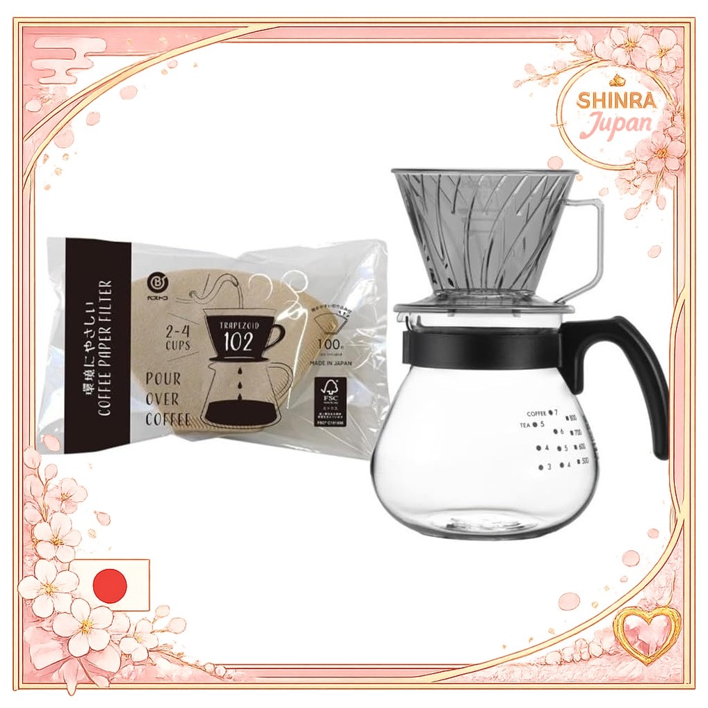 《Direct From Japan》  HARIO Coffee Dripper Server Filter Set 02 Clear Gray For 2-4 People MA-451 Best