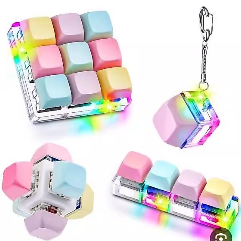 LED Mechanical Keyboard Switch พวงกุญแจ Fidget ของเล่นสําหรับความเครียดบรรเทา DIY กด Sensory ของขวัญสําหรับผู้ใหญ่