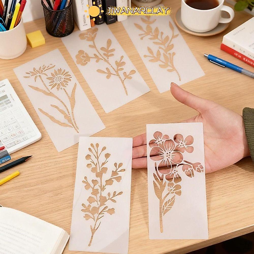 JIWANARCLAY 24 ชิ้น/เซ็ตดอกไม้ภาพวาดแม่แบบ, PET สเปรย์ทาสี DIY Stencils กระดาษ,ล้างทําความสะอาดได้ Wildflower Stencil สําหรับสเปรย์ภาพวาดและ Doodling