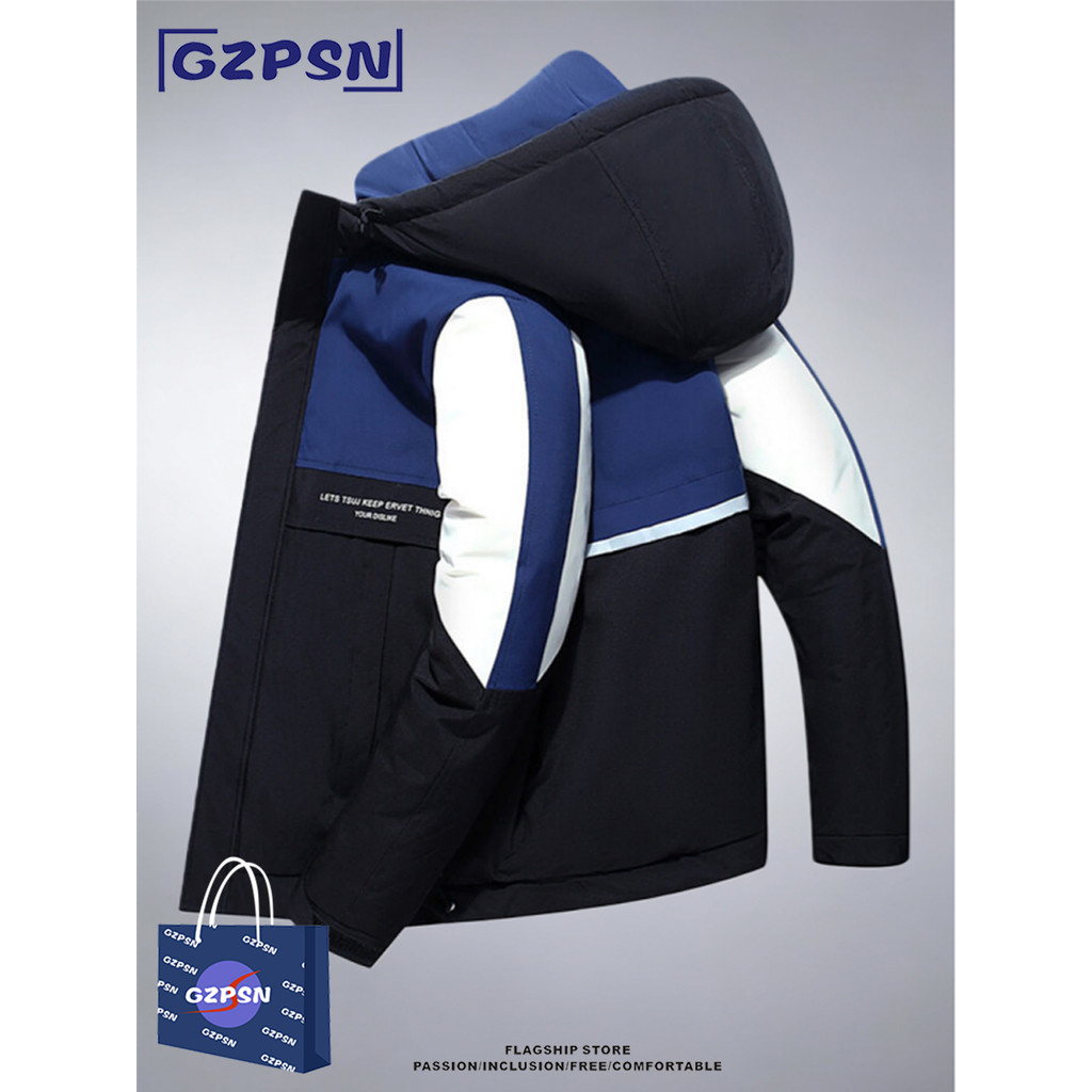 Jiujiang Down Jacketผู้ชายฤดูหนาว 2026 สไตล์ใหม่เยาวชน Warm Parka Jacket Contrast สี Hooded White Du