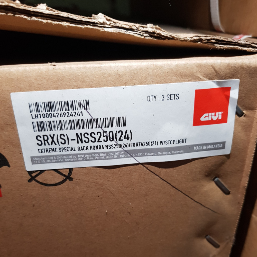 GIVI SRX HONDA NSS250 (2024) แร็คพิเศษ EXTREME พร้อม STOPLIGHT FORZA250 (2021)
