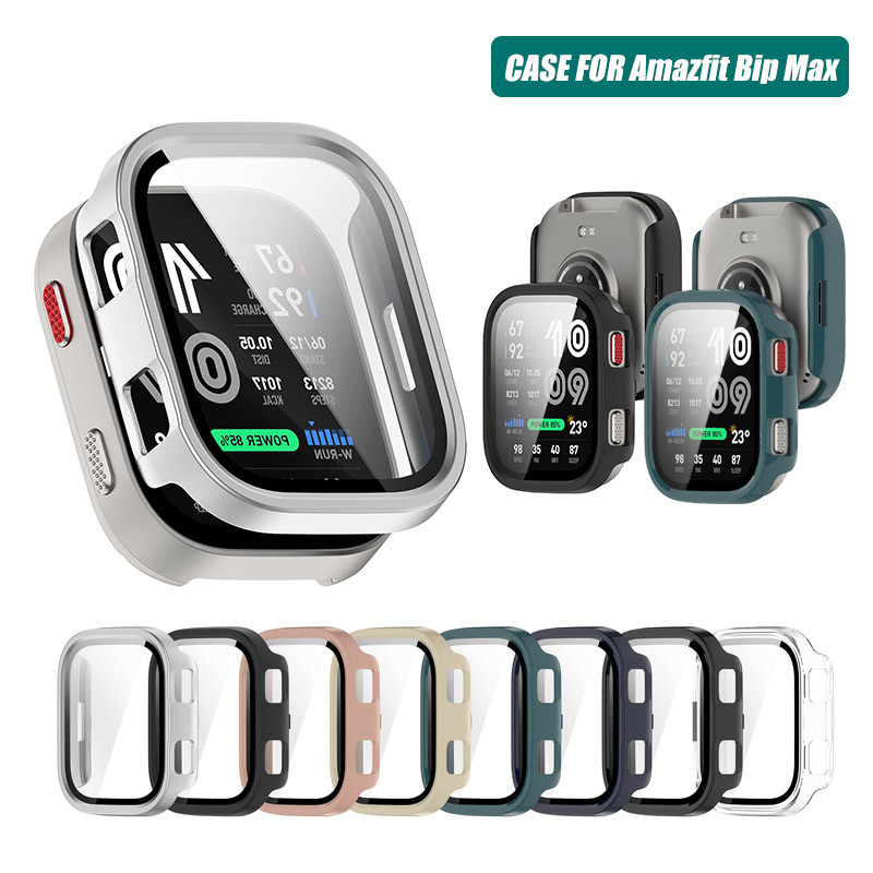 เคสกระจกนิรภัยเข้ากันได้กับสําหรับฝาครอบนาฬิกาพีซีป้องกัน Huami Amazfit Bip Max