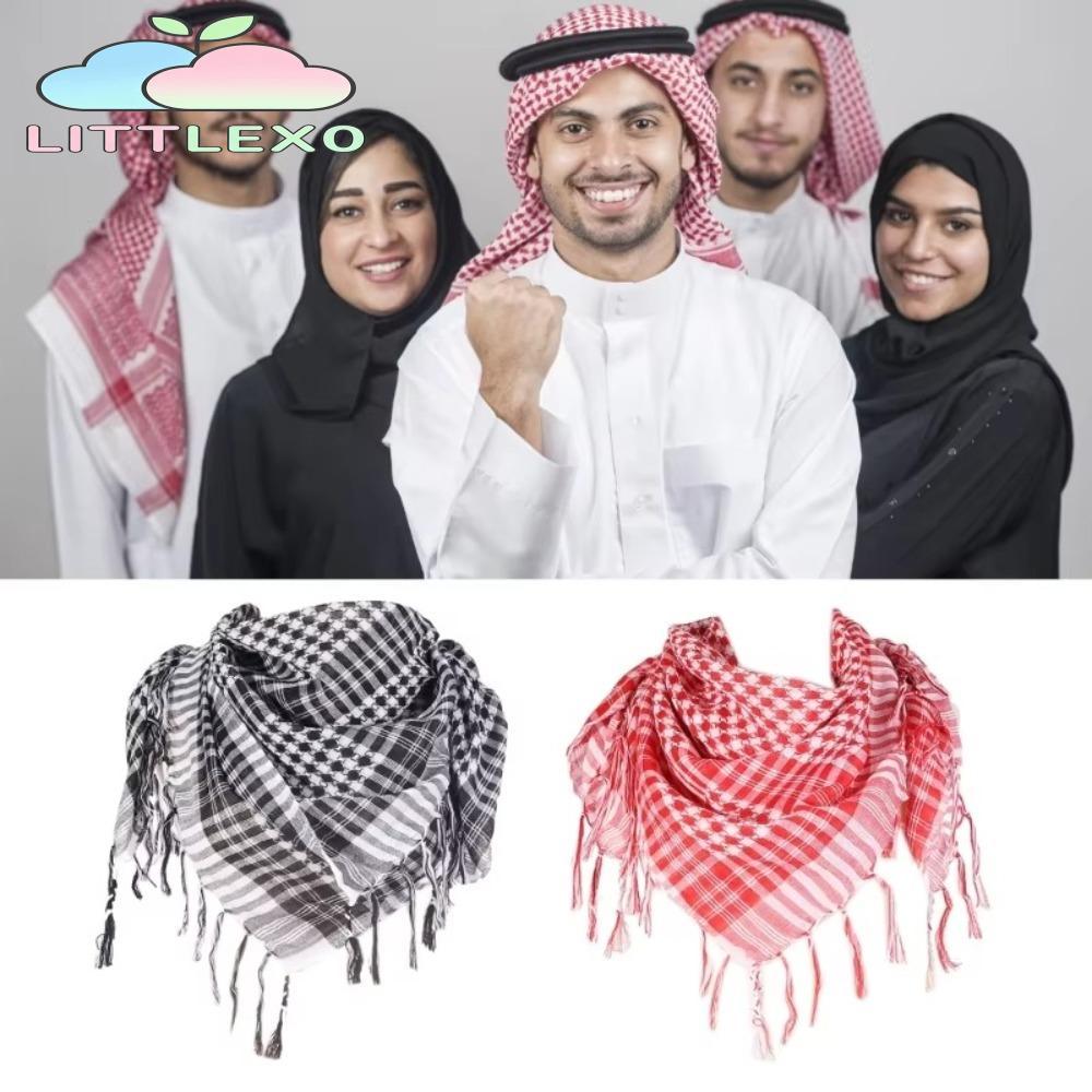 LITTLEX อาหรับ Shemagh Headscarf, พู่เครื่องแต่งกายหัวคอผ้าพันคอ, ผ้าพันคอขนาดใหญ่หัวคอ Face Wrap สําหรับชายผู้หญิง