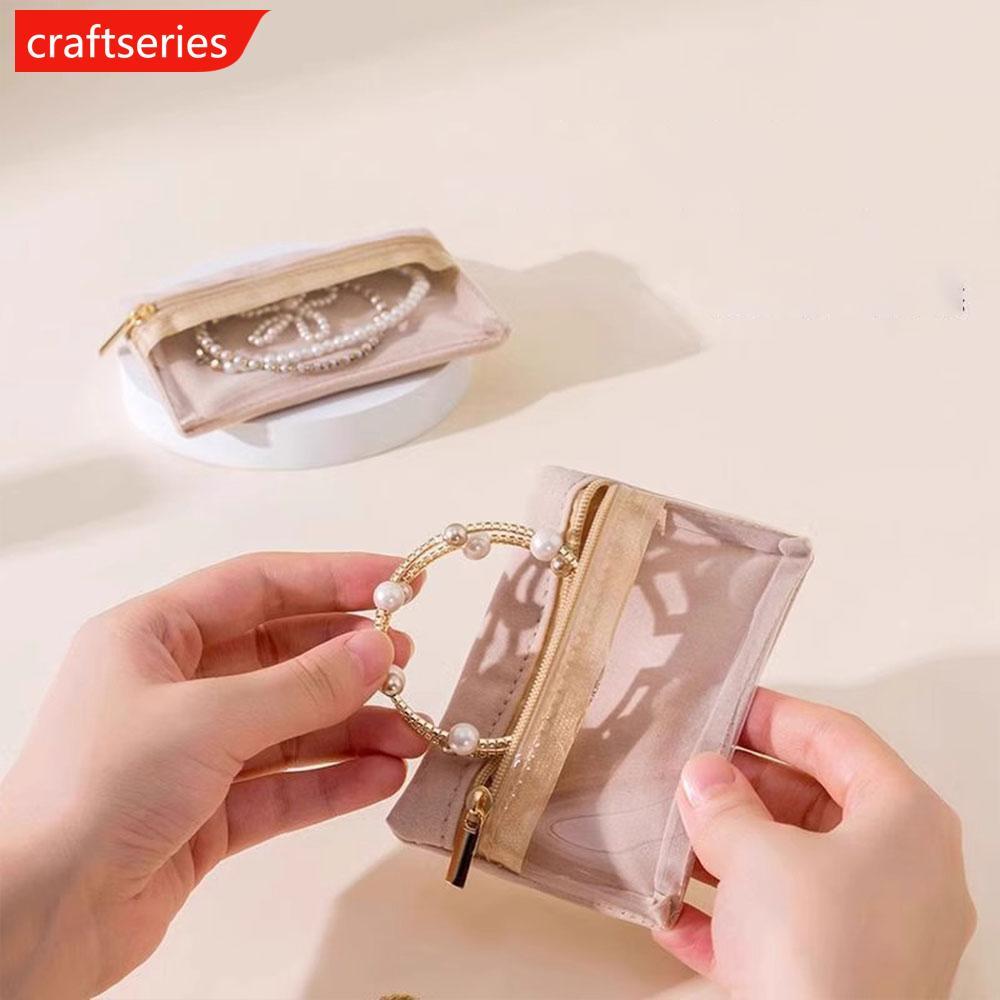 CRAFTSERIES เครื่องประดับซิปกระเป๋าเก็บต่างหูสร้อยข้อมือสร้อยคอองค์กรกระเป๋าเดินทางเครื่องประดับบรรจ