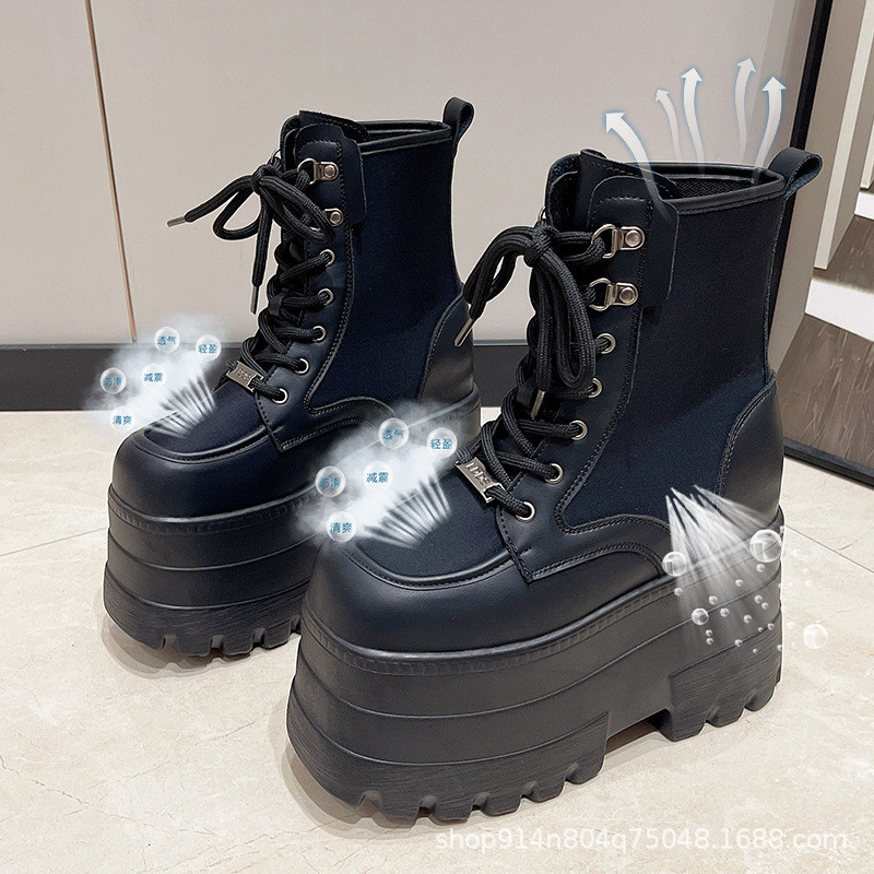 รองเท้าบูทผู้หญิงเสริมส้นสูง5นิ้ว พื้นหนา ระบายอากาศได้ดีใส่สบาย ใส่ออกงานคอสเพลย์ ใส่ไปเดินงานอนิเม