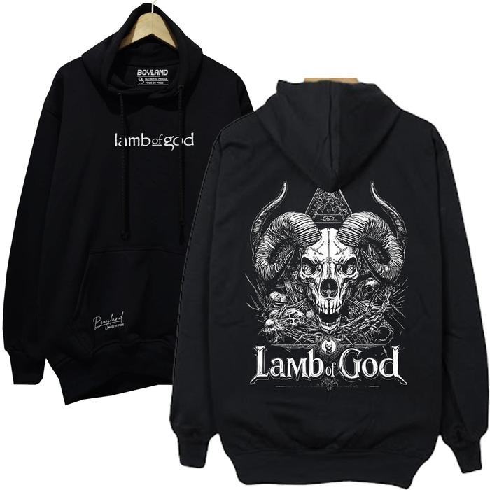 🍐 【boxy hoodie】 BoyLand Hoodie Musik Metal Band LAMB OF GOD SKULL Unisexs Cowok Cewek Sweater Cowo Oblong Basic Casual