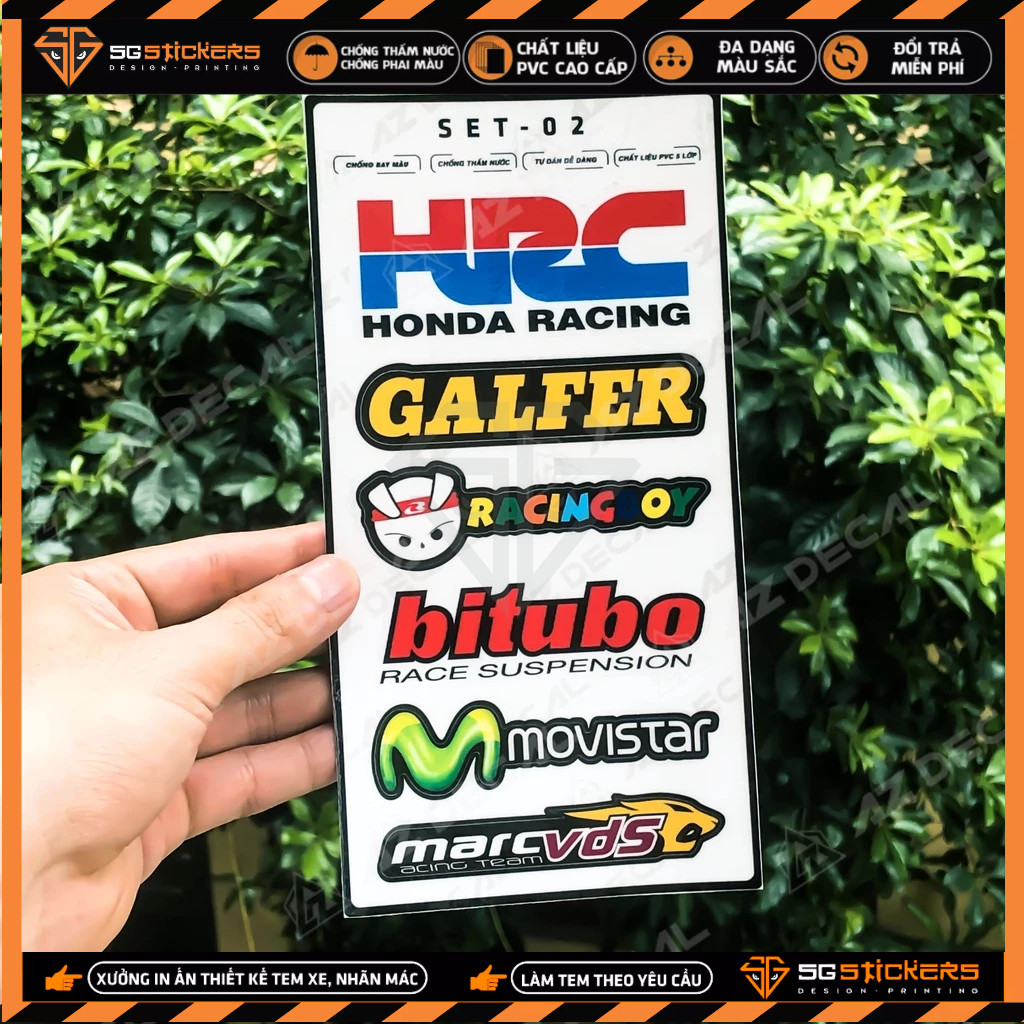 SET Logo Movistar, Racing Boy, HRC, Galfer, Bitubo, สติ๊กเกอร์ Marc VDS สําหรับรถจักรยานยนต์, รถยนต์