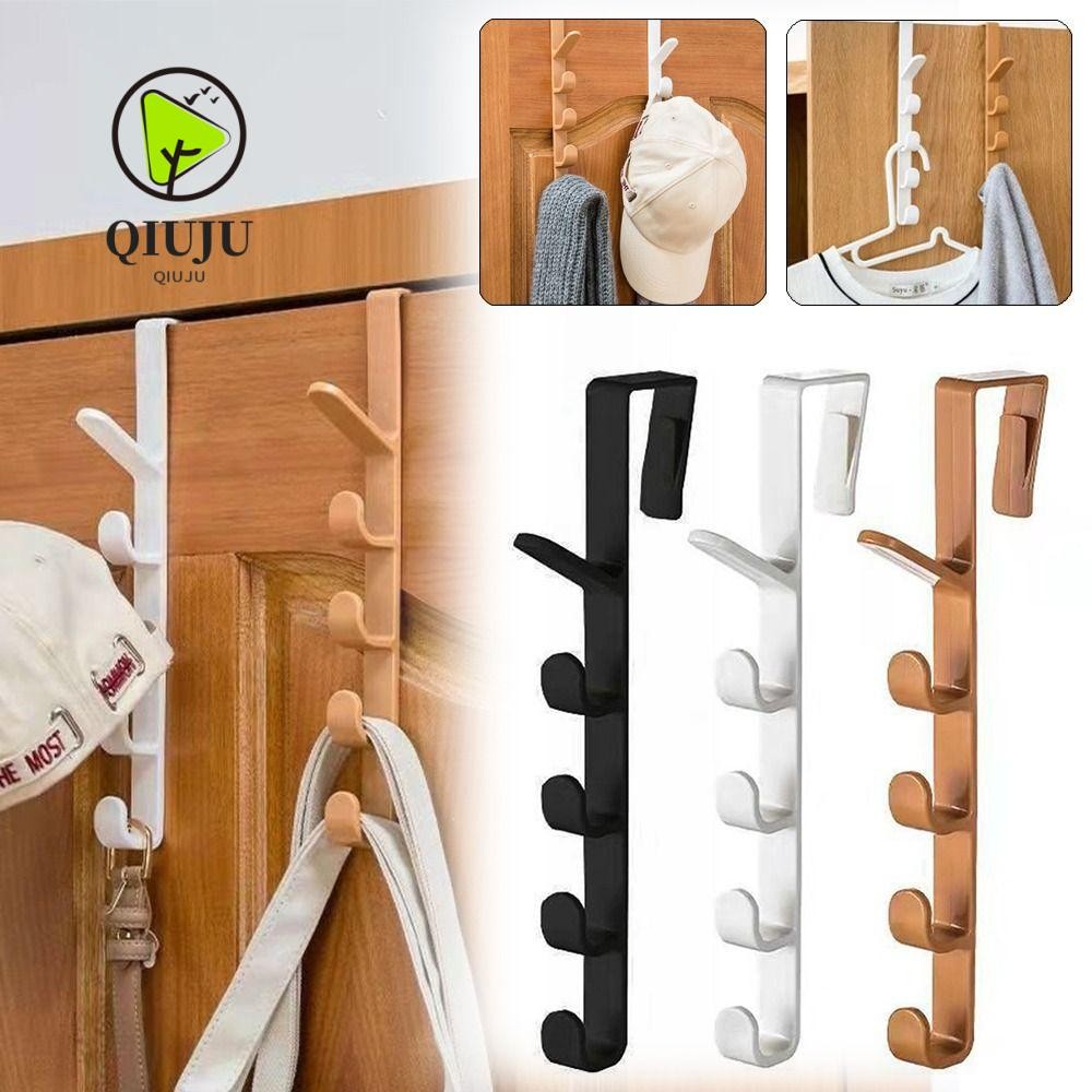 ตะขอแขวนเสื้อ ชิวจู,5ตะขอ ไร้ร่องรอย ตะขอแขวนประตู,ราวแขวนติดผนังที่ทนทานสําหรับเสื้อผ้ากระเป๋าหมวกกระเป๋า