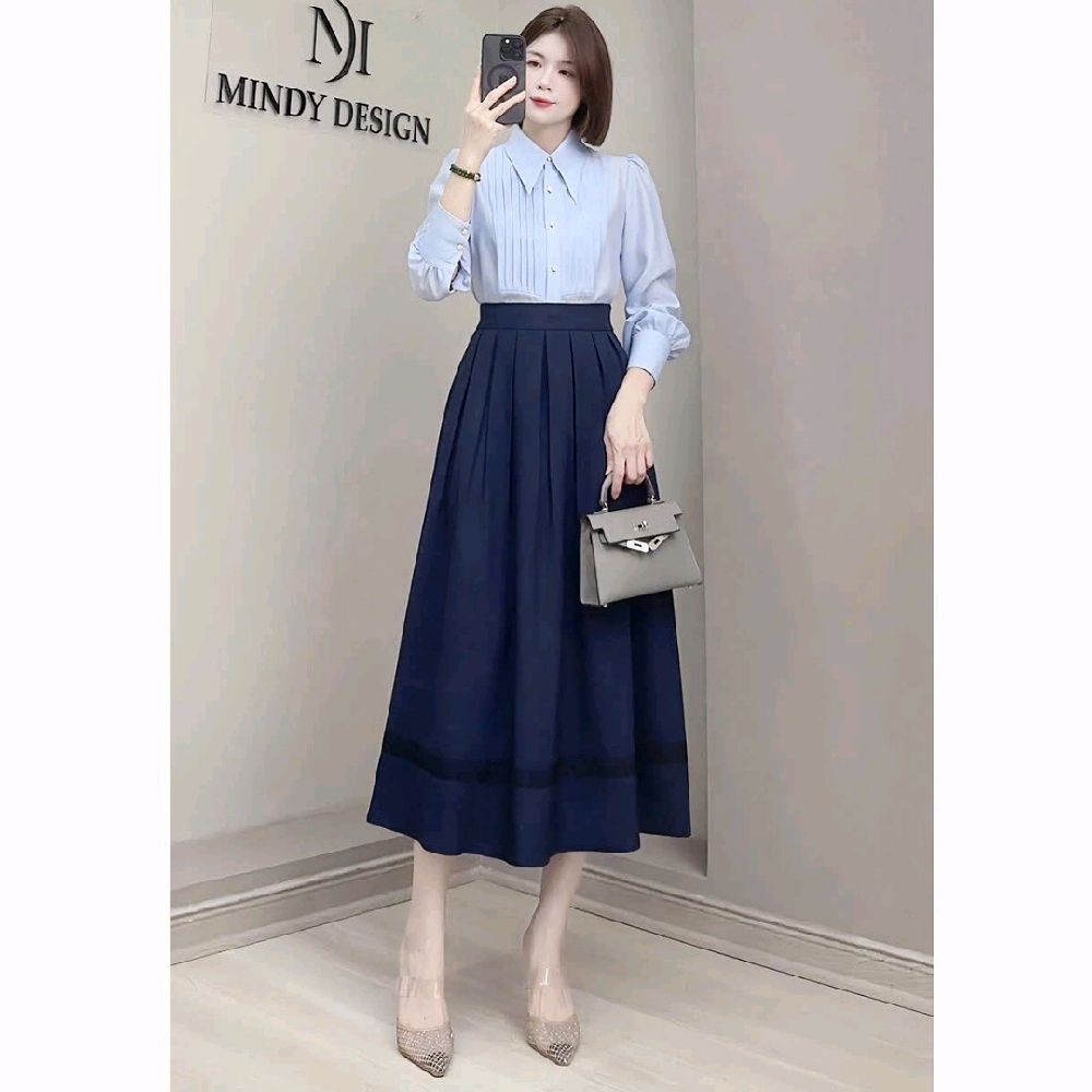กระโปรงสํานักงานจีบยาวถึงเข่าสําหรับผู้หญิง T&T39
