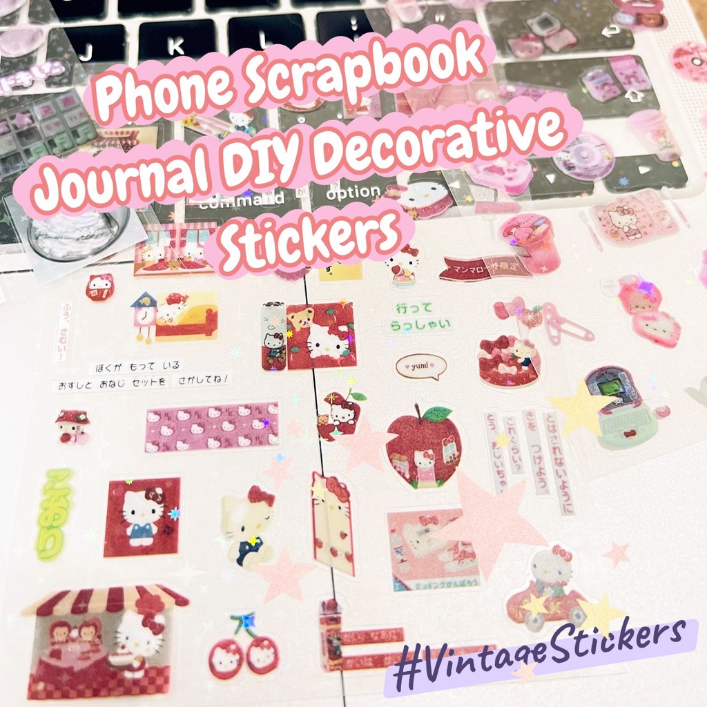 10 แผ่นโปร่งใส Glitter เลเซอร์สติกเกอร์ Kawaii Kitty กระพริบฟิล์มคู่มือไดอารี่สมุดภาพ Journal DIY วัสดุสติกเกอร์ตกแต่ง - รูปที่ 2