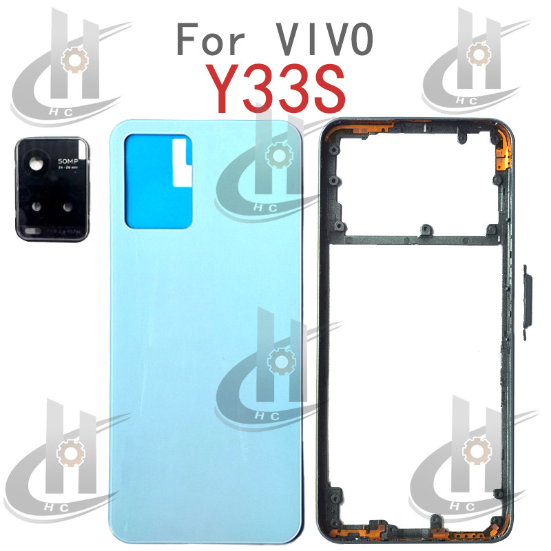 สําหรับ VIVO Y33S Y33T 4G แบตเตอรี่ฝาหลังกรอบกลาง + ปุ่ม + กรอบด้านหน้า LCD + เลนส์กรอบกล้อง - รูปที่ 5