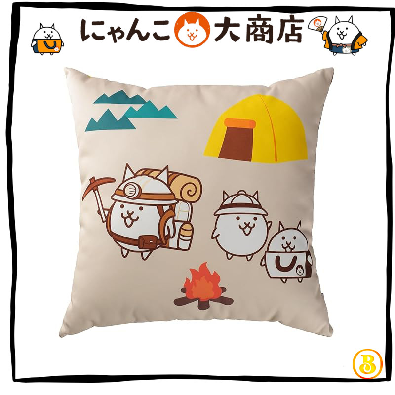 Nyanko Daisensou Cushion | Gamatoto Camp & Cat Staff Design | Nyanko Store Original Plush