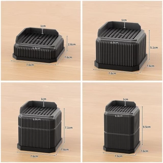 POLI เตียงยก Risers, แผ่นรองฝ่าเท้าเฟอร์นิเจอร์กันลื่นสําหรับงานหนัก, ซักสี่เหลี่ยมกลมแบบปรับได้คุณภาพสูง|รองรับขาโต๊ะเก้าอี้โซฟา