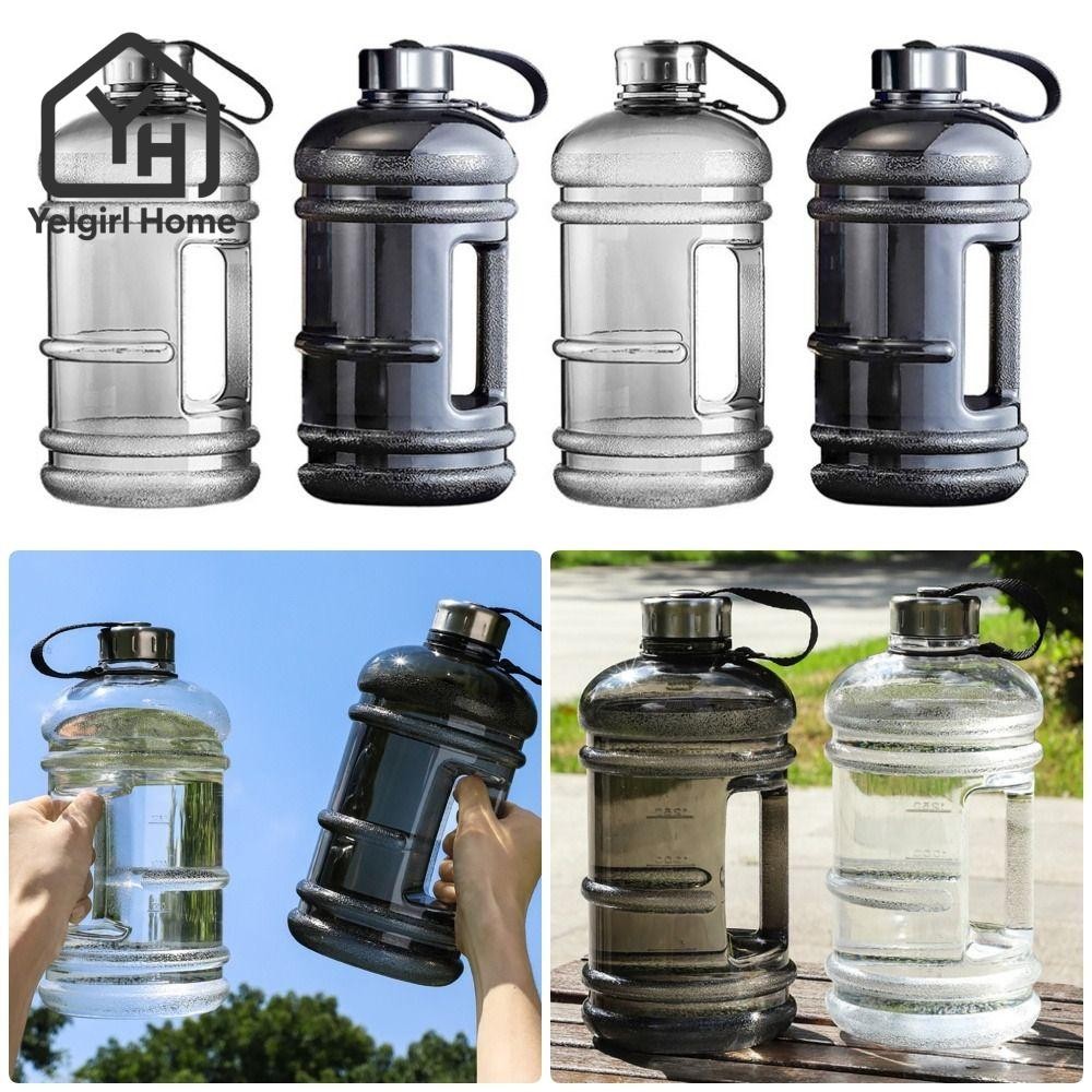 Yelgirlb ขวดน้ํา 1 ชิ้น, ขวดเครื่องดื่มกีฬาความจุขนาดใหญ่ PETG 2 ลิตร, ขวดแกลลอนแบบพกพาพร้อมที่จับขวดเชคเกอร์