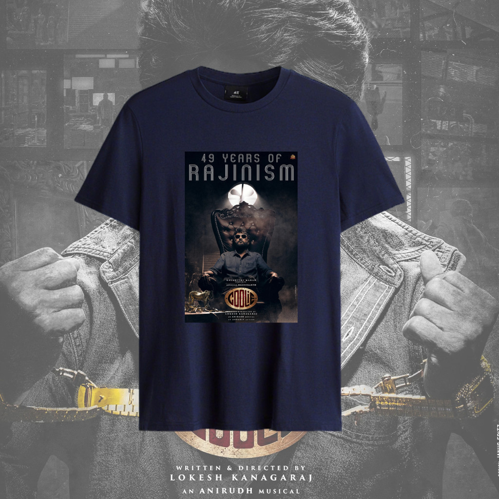 เสื้อยืดโอเวอร์ไซส์BAJU Coolie Rajini T เสื้อ SUPER STAR RAJINI เสื้อ Coolie ภาพยนตร์ 100% ผ้าฝ้ายแข
