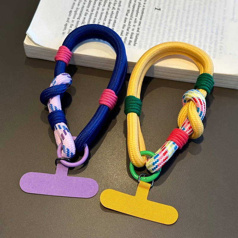 Mobile Phone Lanyard Wrist Contrast Color Weave Strong Keychain Handbag Pendant Outdoor Anti-Lost Mo