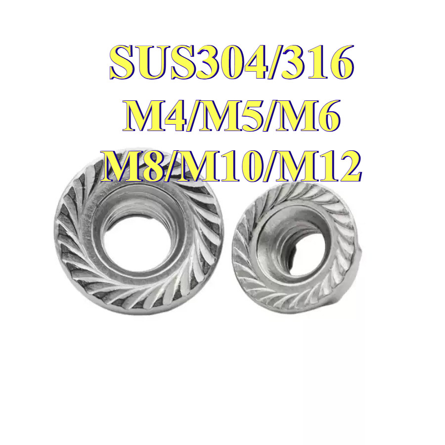 หัวน็อต ตัวเมีย ล็อค ไนลอน ติดแหวน สแตนเลส 304/316 เกลียวมิล หยาบ / Flange Nylon Insert Nut SUS304/316 M4/M5/M6/M8/M10/M12(XZM-MB-1) ราคา ถูกที่สุด ดีลบีเคเค แกลเลอรีภาพที่ 5