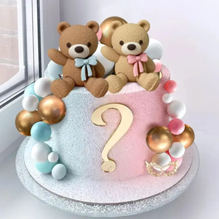 หมีสีน้ําตาลเค้กตกแต่งสุขสันต์วันเกิดลูกสีน้ําตาลลูกอมนุ่มรุ…