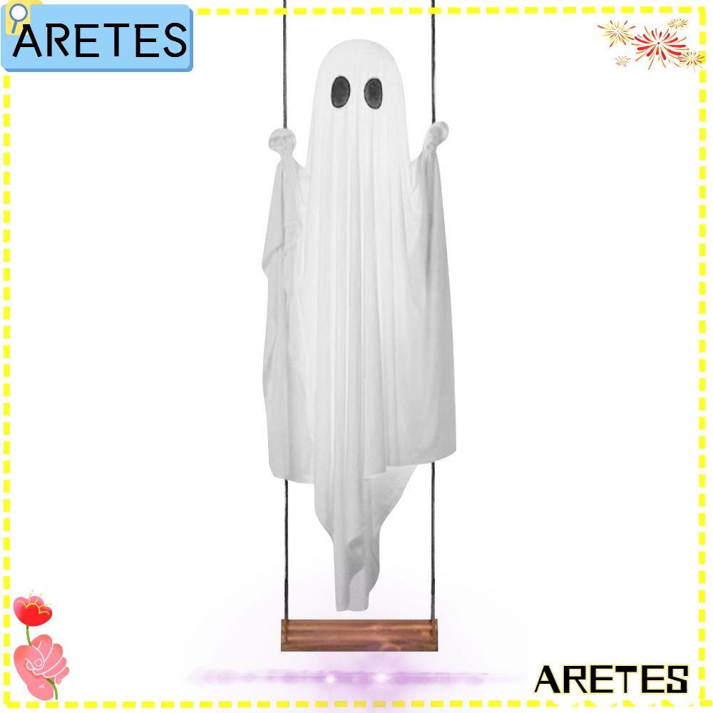 AREES Spooky Ghosts Swing, 5.9FT ขนาดใหญ่ระยะไกลฮาโลวีนแขวน Ghost Swing, ทนทานด้วย String ไฟปรับความ