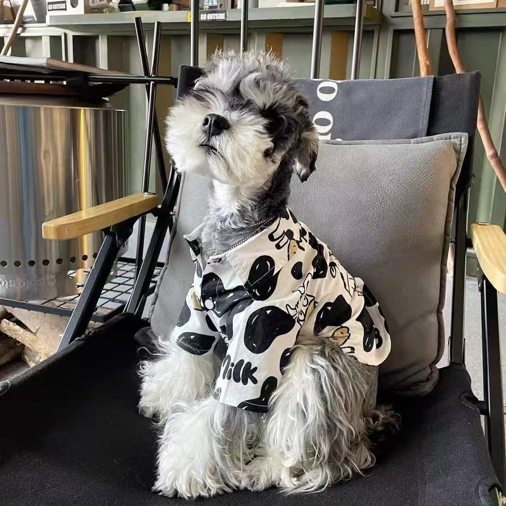 💕เสื้อผ้าสุนัข Bichon Thin Teddy Puppy Cat Schnauzer เสื้อวัวเสื้อผ้าสัตว์เลี้ยง