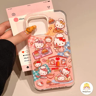 เคสไอโฟน 14 สำหรับ iPhone 11 16 12 15 13 Pro Max 16 14 15 Plus 12 13 15 16 Pro เค้กเมโลดี้เฮลโลคิตตี้สุดน่ารักปกใหม่ IMD