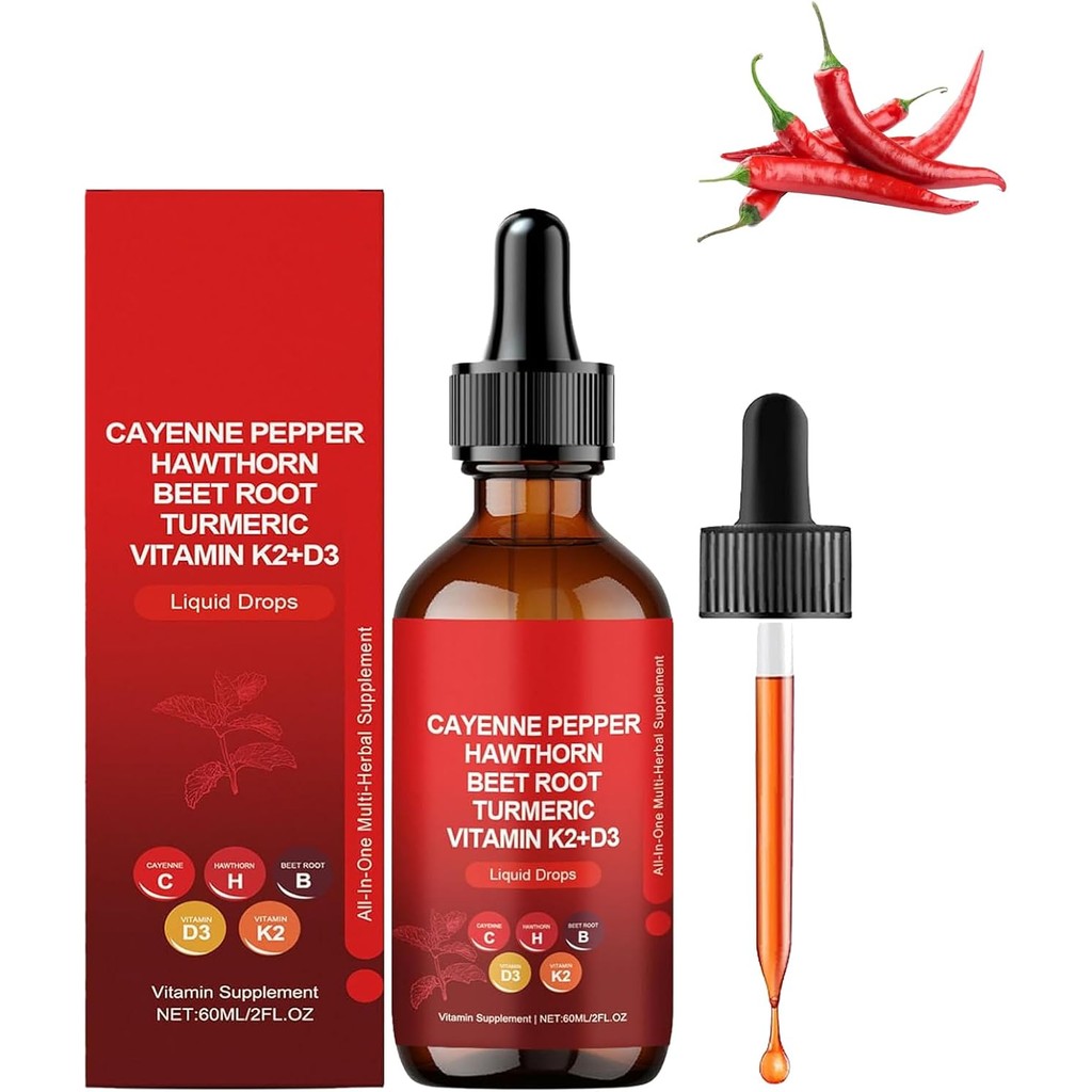 Rethes Cayenne Pepper Drops, Gleame Cayenne Pepper Drops, 60ml Vascu Flow Cayennepepperdrops for Men