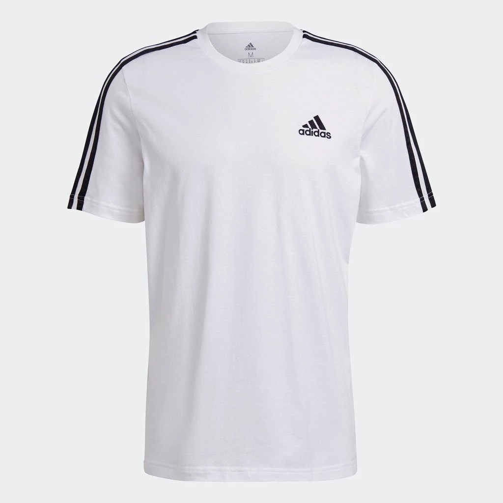adidas ไลฟ์สไตล์ เสื้อยืด Essentials 3-Stripes ผู้ชาย สีขาว GL3733