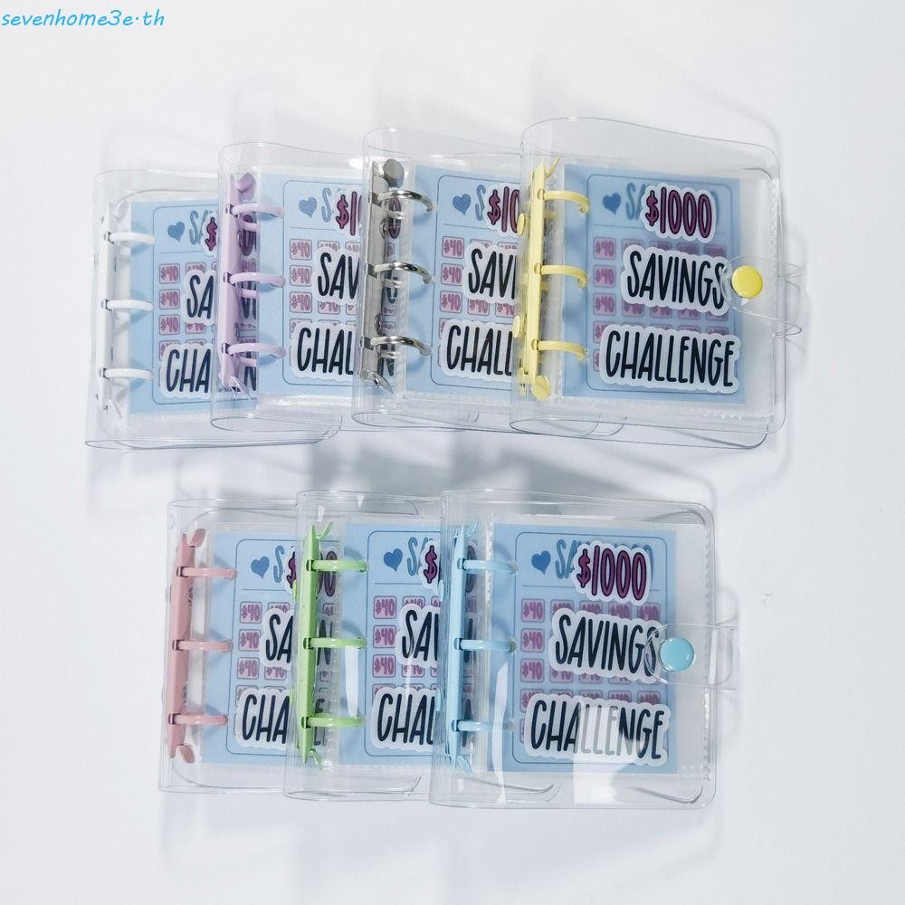 SEVENHOME3E เครื่องผูกประหยัดเงิน, Mini PVC Saving Challenges Book, Fun Way ทนทานกันน้ําฉีกขาด Mini 