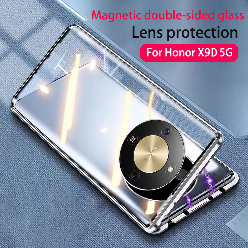 สองด้านกระจกนิรภัยกรณีสําหรับ Honor X9D X9C HonorX9D X 9D 5G 2025 เคสโทรศัพท์พลิกแม่เหล็กกันกระแทกปลอกป้องกันกันชนกลับปกแข็ง