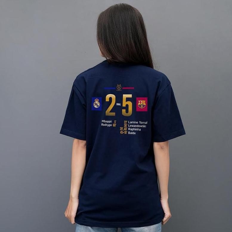 Supercopa De Espana Score Rm Fcb เสื้อยืด Real Madrid 2 Final Barcelona 5 ผู้ชายผู้หญิงเสื้อผ้า