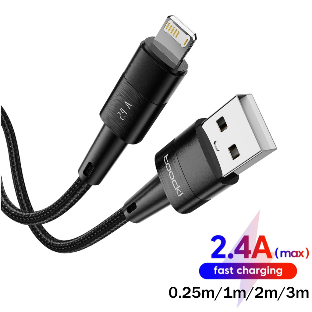 สาย USB 2.4A สําหรับ 14 13 12 Pro Max X XS XR 8 7 Plus Fast Charging Charger 0.25 M/1 M/2 M/3 M USB 