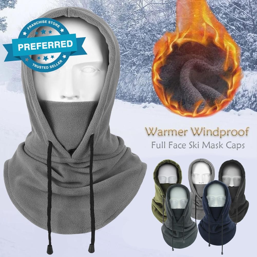 ขนแกะเรียงรายความร้อนหมวกฤดูหนาวWindproof Hoodหน้ากากกลางแจ้งหนาCs Hood FaceคอR4u6