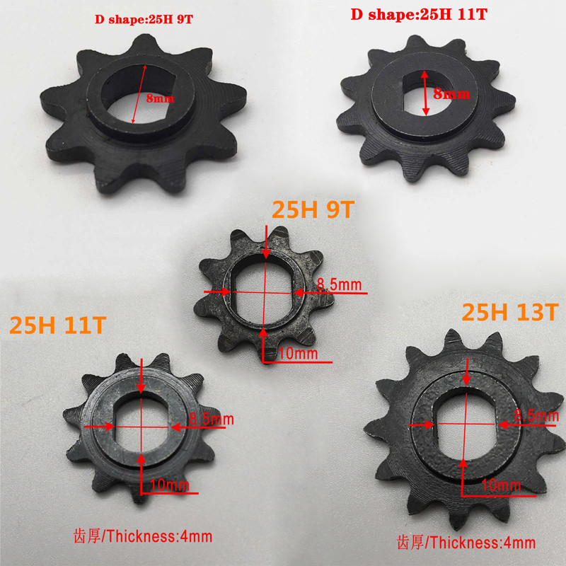 ล้อโซ่ 25H 9T11T13TD ประเภทรูสแควร์ H หลุมเหมาะสําหรับ MY1016 MY1020 BM1109 MY6812