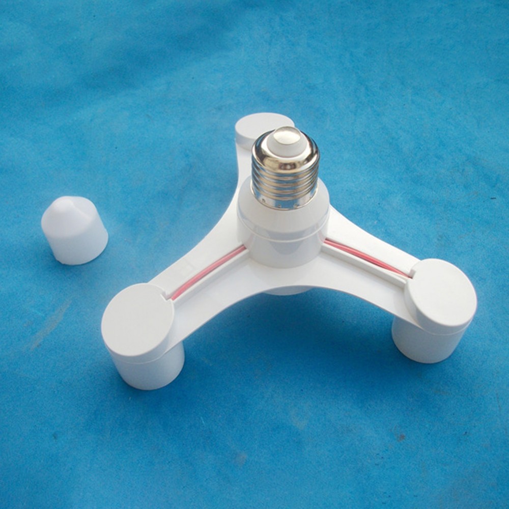 220V 3Way E27 ฐานซ็อกเก็ตอะแดปเตอร์ E27 ถึง 3-E27 ผู้ถือโคมไฟ Splitter สามเอาต์พุต