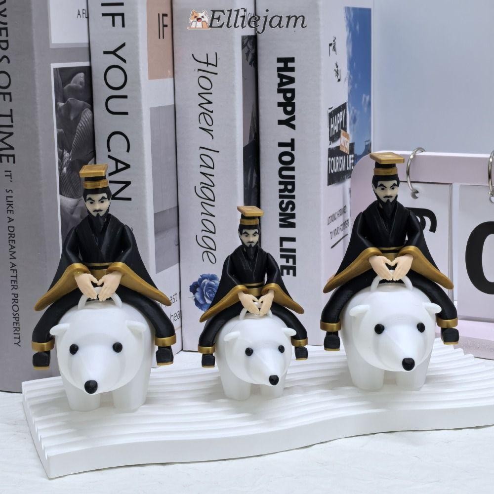 ELLIEJAM Qin Shi Huang ขี่หมีเครื่องประดับ,งานศิลปะตลกโบราณจักรพรรดิขี่หมีขั้วโลกรูป,ของขวัญ PLA Qin