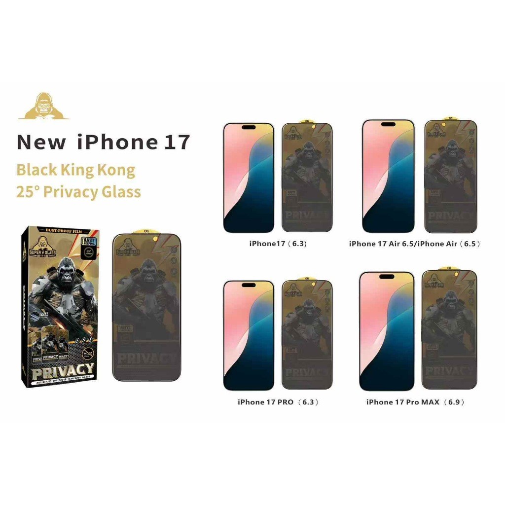 Black King Kong ESD 25°Privacy Glass IPHONE 10pcs A box ฟิล์มกระจกกันมอง