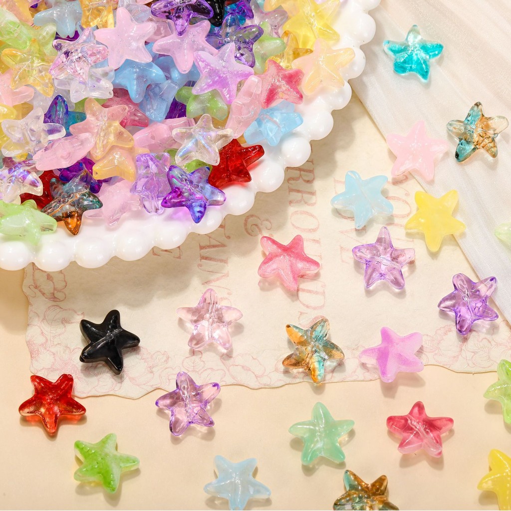 10pcs สีสันใสปลาดาวลูกปัดแก้วดาวตรงหลุมลูกปัดแฮนด์เมด DIY สร้อยข้อมือสร้อยคอเครื่องประดับเครื่องประดับ – โปรปัง